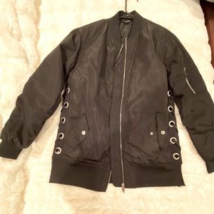 Lace side bomber jacket